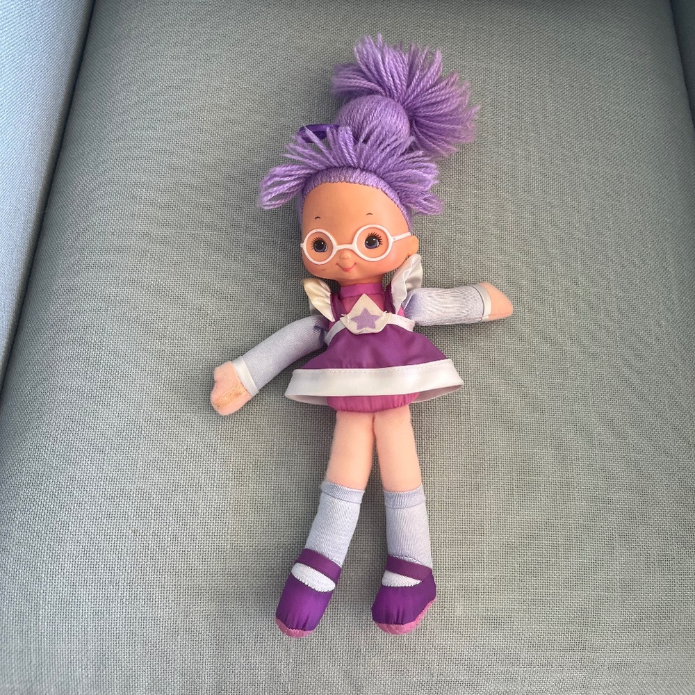 Vintage 1983 Shy Violet Rainbow Brite Doll | Purple Plush Toy w/ Glasses